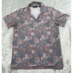 TravisMathew Mens Featherweight Sands Polo Size Large Gray Coral Floral
